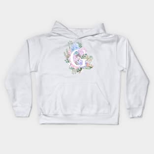 botanical monogram alphabet G hydrangea flowers Kids Hoodie